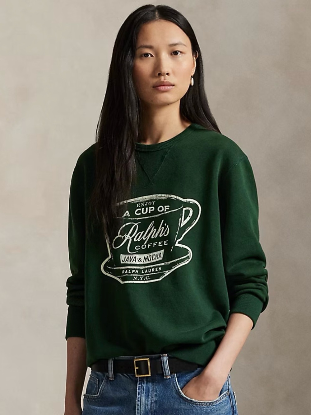 Ralph Lauren Dark Green Ralph’s Coffee Graphic Crewneck Sweatshirt